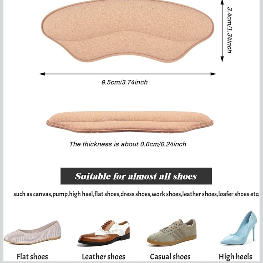 Heel Grip Liners Cushions Inserts for Loose Shoes, New - Picture 2 of 5